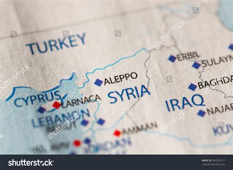 Closeup Aleppo Syria On Political Map Stock Photo 365702177 | Shutterstock