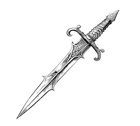 Premium Vector | Vintage dagger sketch hand drawn vector illustration.