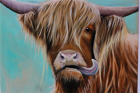 Highland Cow Oil Painting Scottish Wildlife - Etsy UK