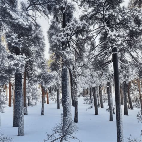 Winter Pine Trees by Blue Lake · Creative Fabrica