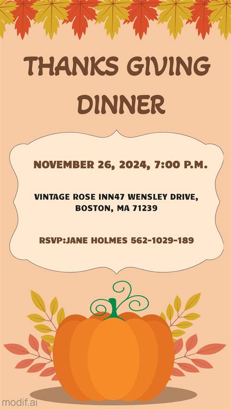 Thanksgiving Dinner Invitation Template - Mediamodifier