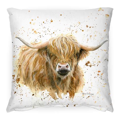 Blair Highland Cow Luxury Cushion By Bree Merryn - A Bentley Cushions