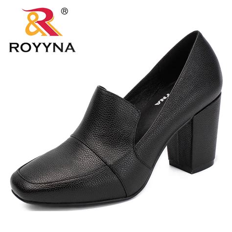 ROYYNA New Arrival Mature Style Women Pumps Square Toe Women Dress Shoes High Heels Lady Wedding ...