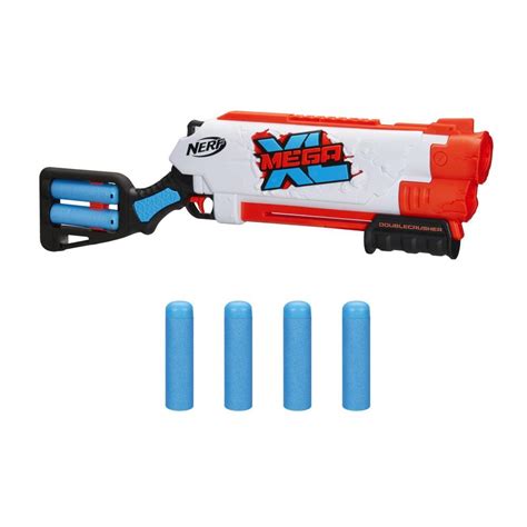 Nerf Mega XL Double Crusher Blaster, Largest Nerf Mega Darts Ever, 4 Nerf Mega XL Whistler Darts ...