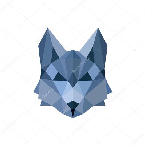 Wolf pack Leader in the color blue faceted Polygon for Design style ...