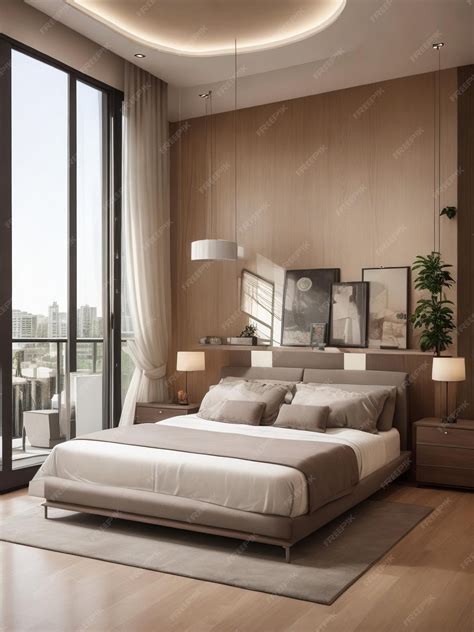 Premium AI Image | Modern master bedroom design with balcony