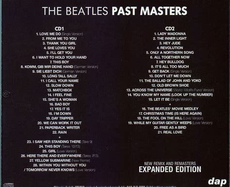 Beatles Past Masters Album Cover