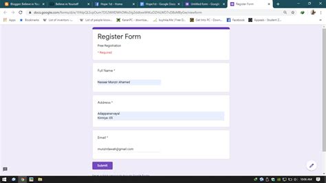 Registration Google Form Template
