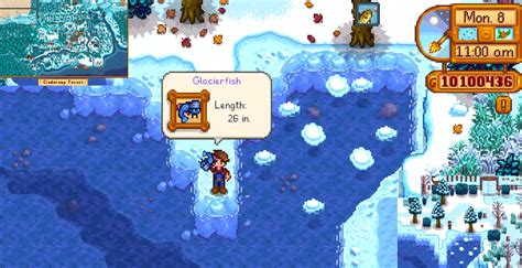 Where is the Glacierfish location in Stardew Valley Expanded?