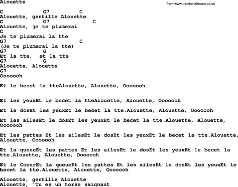 Top 1000 Folk and Old Time Songs Collection: Alouette - Lyrics with ...