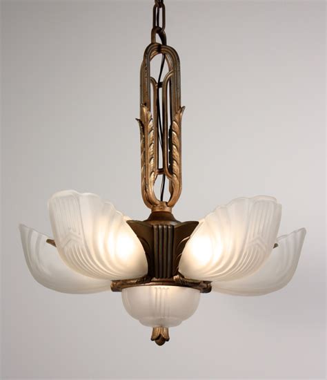 Art Deco Chandelier - Art Deco Chandelier French 8 Socket Slip Shade ...