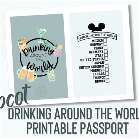 EPCOT Drink Around the World Passport Editable Template - Etsy