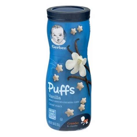 Check Ingredients White Gerber Puffs Cereal Snack Vanilla 42 gm NON GMO ...