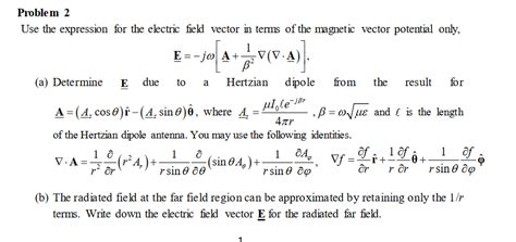 Solved Problem 2 Use the expression for the electric field | Chegg.com