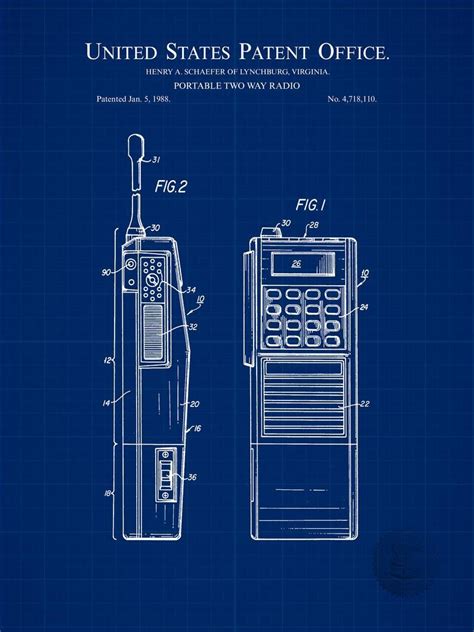 1988 WALKIE-TALKIE Patent, Two-way radio print, Vintage Walkie-Talkie patent, Police equipment ...