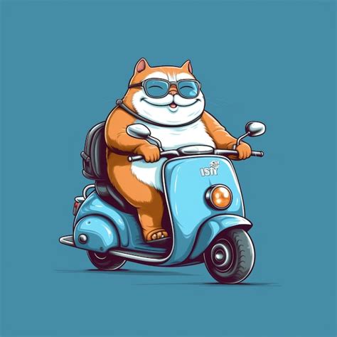 Premium AI Image | A close up of a cat on a motor scooter with sunglasses generative ai