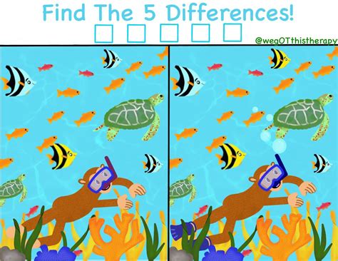 Spot the FIVE Differences Animal Themed Worksheets for Kids | Etsy