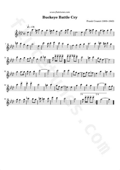 Buckeye Battle Cry (F. Crumit) - Free Flute Sheet Music | flutetunes.com