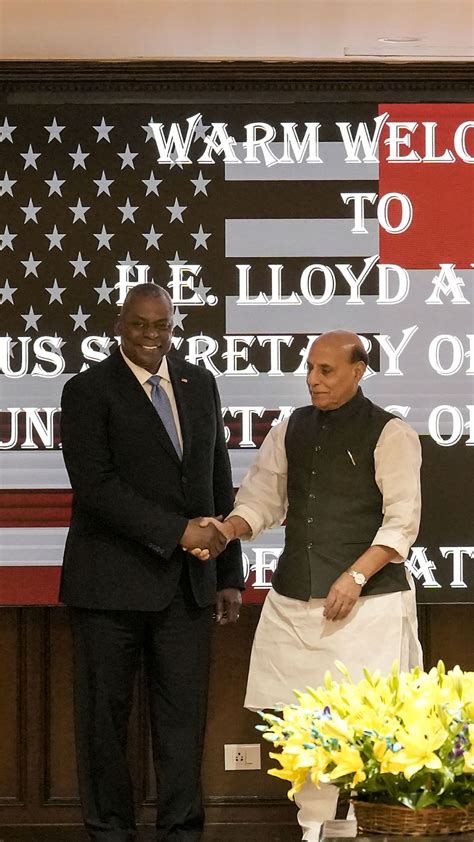 Lloyd Austin visit to Indian US Secretary of Defence Union Minister Rajnath Singh NSA Ajit Doval ...