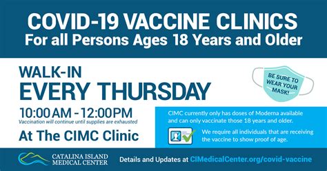 COVID-19 Vaccine Clinics for all Persons Ages 18 Years and Older Walk-In Every Thursday ...