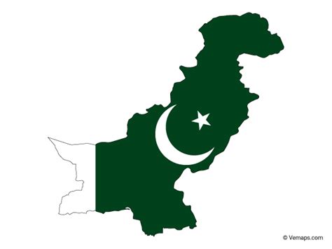 pakistan map with flag on white background