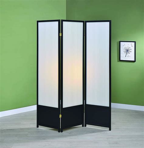 Black Finish Room Divider Screen With Three Translucent Frosted Panels 21032212094 | eBay