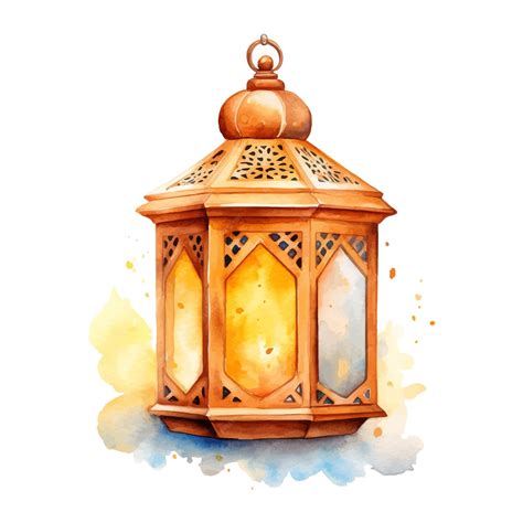 Premium Vector | Lantern watercolor ramadan clipart