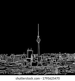 Berlin Skyline Drawing Black White Hand Stock Vector (Royalty Free ...