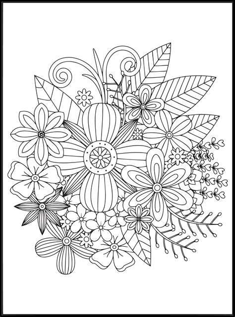 Doodles Flowers Coloring Pages 19509022 Vector Art at Vecteezy