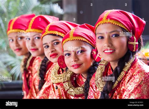 Girls dressed in traditional clothing in Kathmandu, Nepal Stock Photo: 76821865 - Alamy