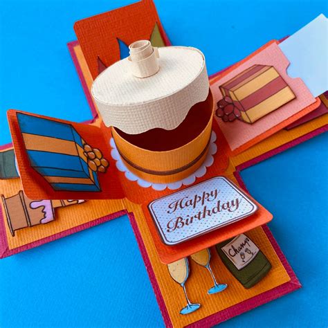 Birthday Cake Explosion Box Template Instant Download Manual and Cutting Machine Ready - Etsy