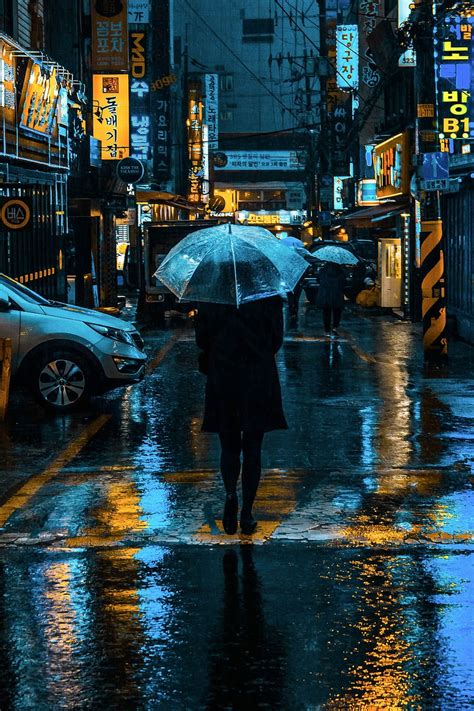 HD wallpaper: Incheon Rain, person standing in the middle of the road ...