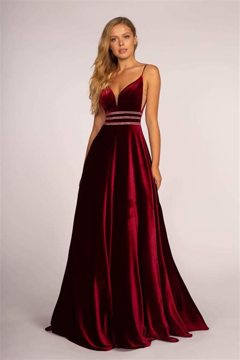 Elizabeth K - GL2584 Illusion Plunging Neck Sleeveless Velvet Gown | Velvet evening dress ...