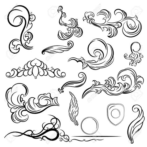 Resultado de imagen de filigree drawing Black Diamond Tattoos, Damask Art, Ornate Swirl, Set ...