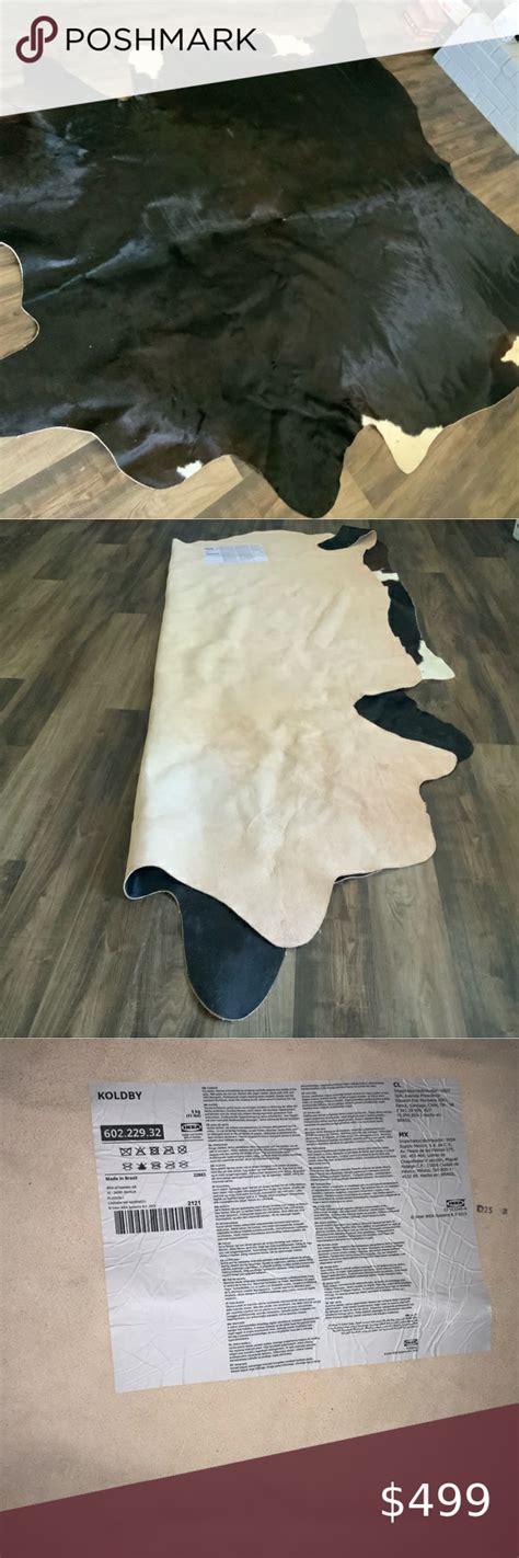 IKEA KOLDBY Cowhide Rug-Black/white