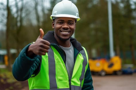 Premium Photo | Radiating Confidence Young Black Civil Engineer Delighting in Success Captured ...