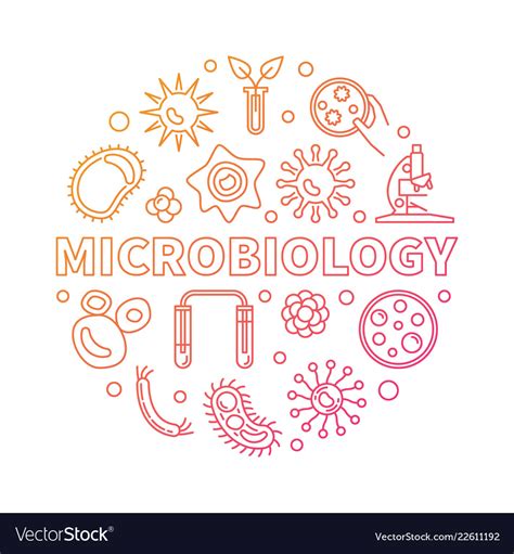 Microbiology round red outline science Royalty Free Vector