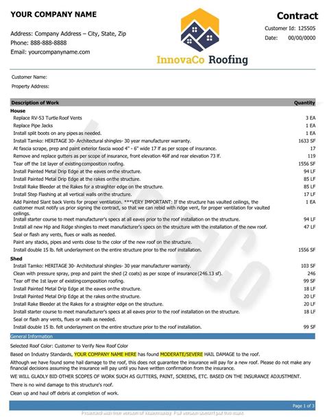 Roofing Contract Template