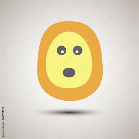 Creative emoji smiley face surprised. Shocked emoticon for apps. Yellow and orange funky ...