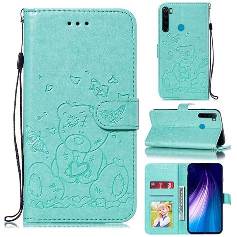 Embossing Butterfly Heart Bear Leather Wallet Case for Mi Xiaomi Redmi Note 8 - Green - Xiaomi ...