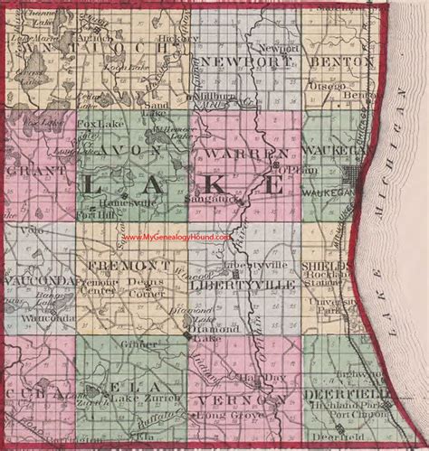 Lake County, Illinois 1870 Map