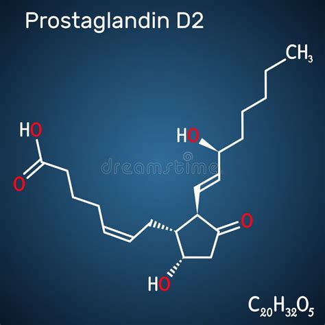 Prostaglandin D2 , PGD2 , Prostaglandin, C20H32O5 Molecule. Molecular ...