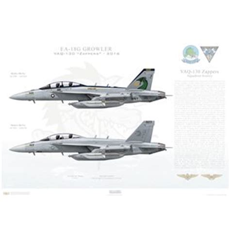 Aircraft profile print of EA-18G Growler VAQ-130 Zappers, AC500 & AC503 - 2016 - Profile Print ...