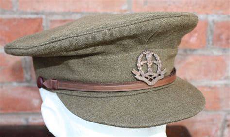 WW1 BRITISH ARMY OFFICERS KHAKI SERVICE DRESS CAP in Helmets & caps