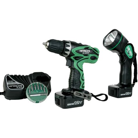 Hitachi 12V 3/8" Driver Drill Kit with Flashlight