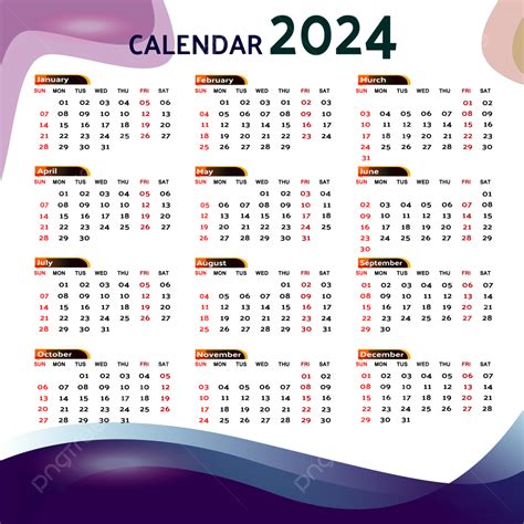 2024 Calendar Template Psd Free Download Png - Cassey Linell