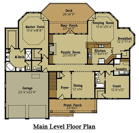 Lake House Floor Plans : Brick Lake House Plan with an Open Living ...