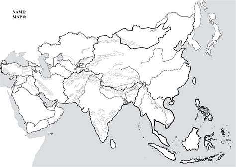 Asia Practice Map #1 | Asia map, East asia map, Map quiz