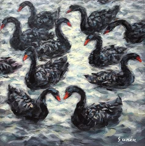 Black Swans Swan Lake Swan Birds Painting Swan Wildlife - Etsy | Swan ...