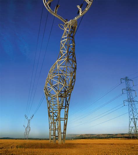 Stunning Giant Giraffe Sculpture Along Power Lines